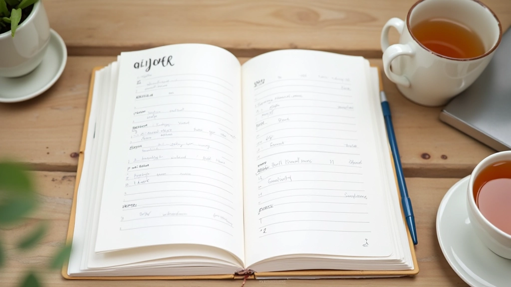 Weekly planner spread with color-coded sections and handwritten notes
