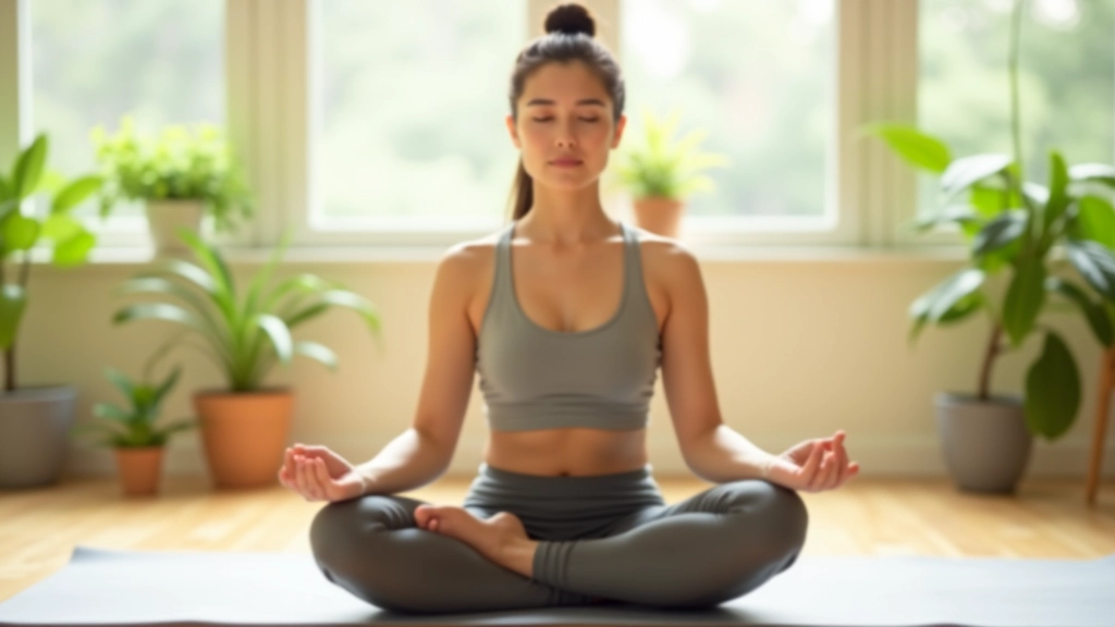 Person practicing meditation and discipline routine in calm environment